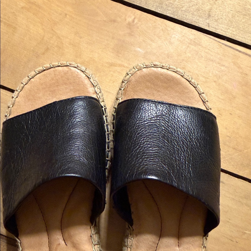 Born Black Leather Espadrille Slide Sandals - Picture 6 of 10